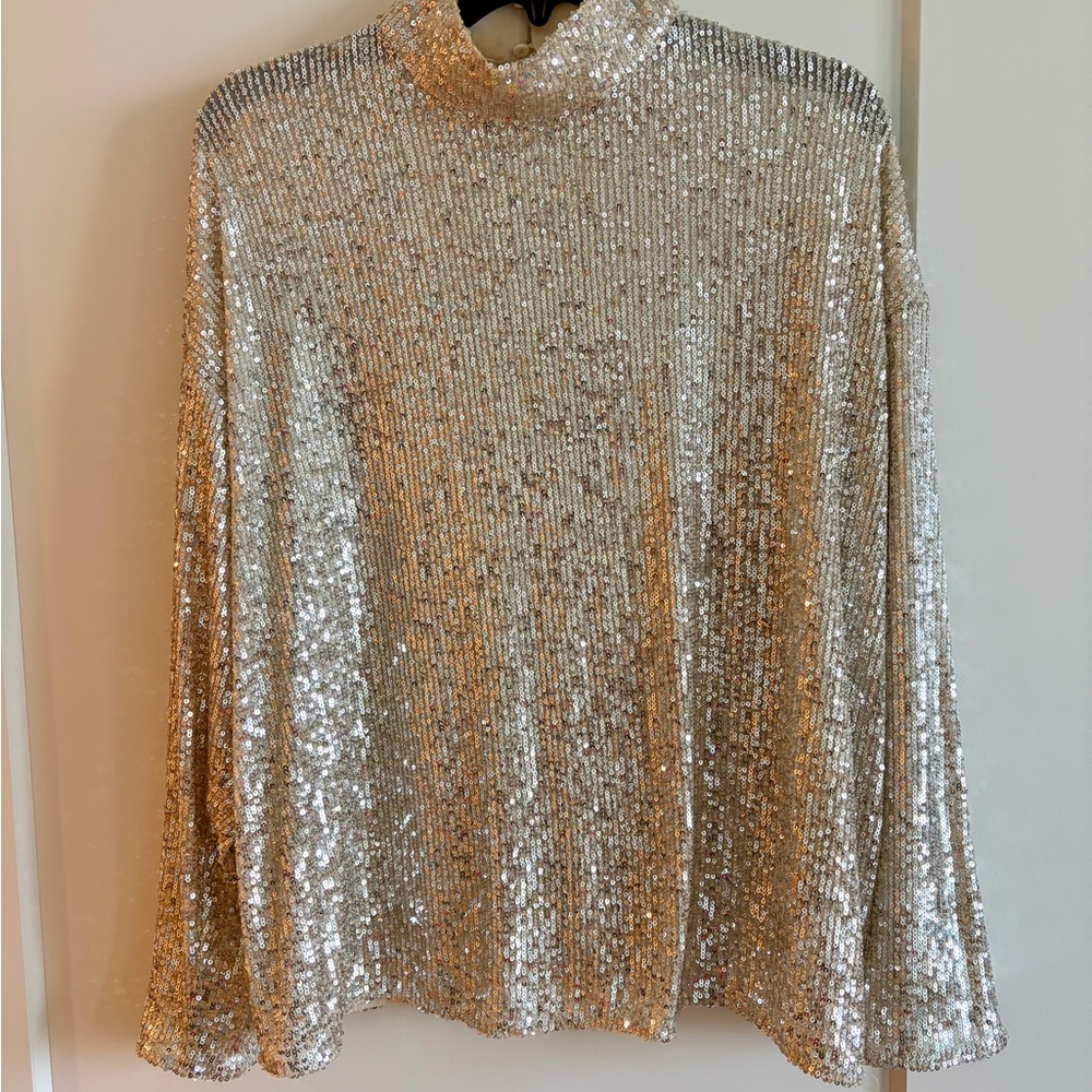 H&M Silver Sequin Blouse